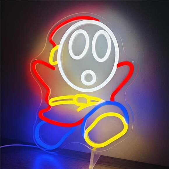 Super Mario Bros Shy Guy LED Neon Light Game Sign Room Decor Nintendo Retro NES - Picture 6 of 8